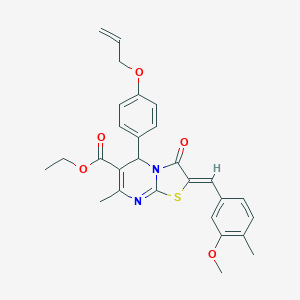molecular formula C28H28N2O5S B314125 ethyl 5-[4-(allyloxy)phenyl]-2-(3-methoxy-4-methylbenzylidene)-7-methyl-3-oxo-2,3-dihydro-5H-[1,3]thiazolo[3,2-a]pyrimidine-6-carboxylate 