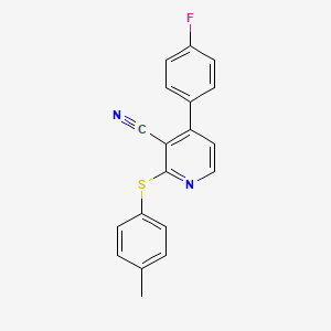 molecular formula C19H13FN2S B3141275 4-(4-Fluorophenyl)-2-[(4-methylphenyl)sulfanyl]nicotinonitrile CAS No. 478245-92-0