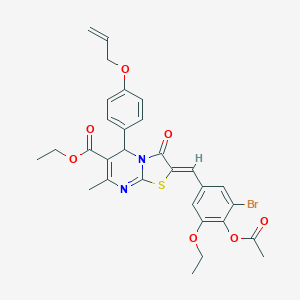 molecular formula C30H29BrN2O7S B314129 ethyl 2-[4-(acetyloxy)-3-bromo-5-ethoxybenzylidene]-5-[4-(allyloxy)phenyl]-7-methyl-3-oxo-2,3-dihydro-5H-[1,3]thiazolo[3,2-a]pyrimidine-6-carboxylate 