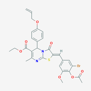 molecular formula C29H27BrN2O7S B314130 ethyl 2-[4-(acetyloxy)-3-bromo-5-methoxybenzylidene]-5-[4-(allyloxy)phenyl]-7-methyl-3-oxo-2,3-dihydro-5H-[1,3]thiazolo[3,2-a]pyrimidine-6-carboxylate 