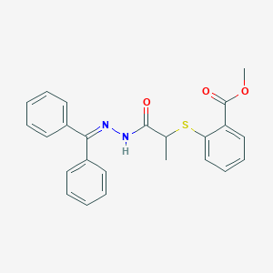 molecular formula C24H22N2O3S B3141302 Methyl 2-({2-[2-(diphenylmethylene)hydrazino]-1-methyl-2-oxoethyl}sulfanyl)benzenecarboxylate CAS No. 478247-02-8