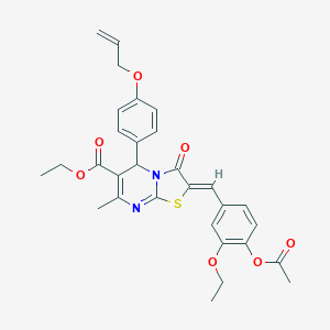 molecular formula C30H30N2O7S B314131 ethyl 2-[4-(acetyloxy)-3-ethoxybenzylidene]-5-[4-(allyloxy)phenyl]-7-methyl-3-oxo-2,3-dihydro-5H-[1,3]thiazolo[3,2-a]pyrimidine-6-carboxylate 