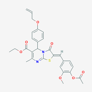 molecular formula C29H28N2O7S B314133 ethyl 2-[4-(acetyloxy)-3-methoxybenzylidene]-5-[4-(allyloxy)phenyl]-7-methyl-3-oxo-2,3-dihydro-5H-[1,3]thiazolo[3,2-a]pyrimidine-6-carboxylate 