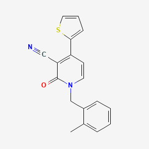 molecular formula C18H14N2OS B3141349 1-(2-Methylbenzyl)-2-oxo-4-(2-thienyl)-1,2-dihydro-3-pyridinecarbonitrile CAS No. 478249-08-0