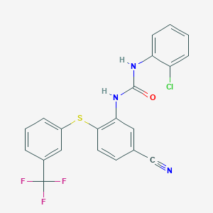 molecular formula C21H13ClF3N3OS B3141372 N-(2-chlorophenyl)-N'-(5-cyano-2-{[3-(trifluoromethyl)phenyl]sulfanyl}phenyl)urea CAS No. 478249-50-2