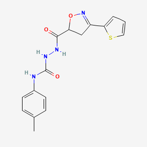 molecular formula C16H16N4O3S B3141404 N-(4-methylphenyl)-2-{[3-(2-thienyl)-4,5-dihydro-5-isoxazolyl]carbonyl}-1-hydrazinecarboxamide CAS No. 478259-21-1