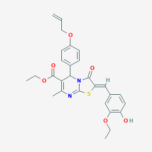 molecular formula C28H28N2O6S B314142 ethyl 5-[4-(allyloxy)phenyl]-2-(3-ethoxy-4-hydroxybenzylidene)-7-methyl-3-oxo-2,3-dihydro-5H-[1,3]thiazolo[3,2-a]pyrimidine-6-carboxylate 