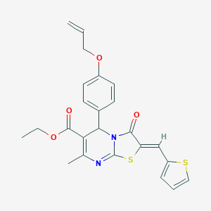 molecular formula C24H22N2O4S2 B314144 ethyl 5-[4-(allyloxy)phenyl]-7-methyl-3-oxo-2-(2-thienylmethylene)-2,3-dihydro-5H-[1,3]thiazolo[3,2-a]pyrimidine-6-carboxylate 