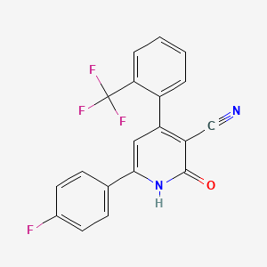 molecular formula C19H10F4N2O B3141444 6-(4-Fluorophenyl)-2-hydroxy-4-[2-(trifluoromethyl)phenyl]nicotinonitrile CAS No. 478261-49-3