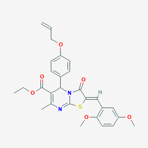 molecular formula C28H28N2O6S B314146 ethyl 5-[4-(allyloxy)phenyl]-2-(2,5-dimethoxybenzylidene)-7-methyl-3-oxo-2,3-dihydro-5H-[1,3]thiazolo[3,2-a]pyrimidine-6-carboxylate 