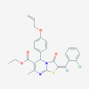 molecular formula C26H23ClN2O4S B314151 ethyl 5-[4-(allyloxy)phenyl]-2-(2-chlorobenzylidene)-7-methyl-3-oxo-2,3-dihydro-5H-[1,3]thiazolo[3,2-a]pyrimidine-6-carboxylate 