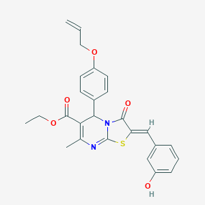 molecular formula C26H24N2O5S B314152 ethyl 5-[4-(allyloxy)phenyl]-2-(3-hydroxybenzylidene)-7-methyl-3-oxo-2,3-dihydro-5H-[1,3]thiazolo[3,2-a]pyrimidine-6-carboxylate 