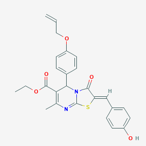 molecular formula C26H24N2O5S B314153 ethyl 5-[4-(allyloxy)phenyl]-2-(4-hydroxybenzylidene)-7-methyl-3-oxo-2,3-dihydro-5H-[1,3]thiazolo[3,2-a]pyrimidine-6-carboxylate 