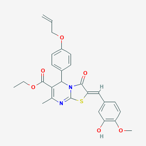 molecular formula C27H26N2O6S B314155 ethyl 5-[4-(allyloxy)phenyl]-2-(3-hydroxy-4-methoxybenzylidene)-7-methyl-3-oxo-2,3-dihydro-5H-[1,3]thiazolo[3,2-a]pyrimidine-6-carboxylate 
