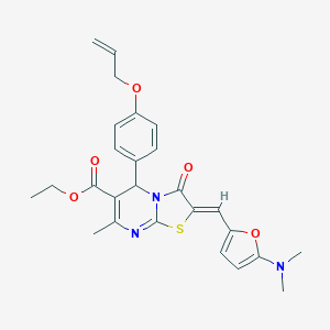 molecular formula C26H27N3O5S B314156 ethyl 5-[4-(allyloxy)phenyl]-2-{[5-(dimethylamino)-2-furyl]methylene}-7-methyl-3-oxo-2,3-dihydro-5H-[1,3]thiazolo[3,2-a]pyrimidine-6-carboxylate 