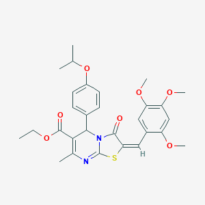 molecular formula C29H32N2O7S B314157 ethyl 5-(4-isopropoxyphenyl)-7-methyl-3-oxo-2-(2,4,5-trimethoxybenzylidene)-2,3-dihydro-5H-[1,3]thiazolo[3,2-a]pyrimidine-6-carboxylate 
