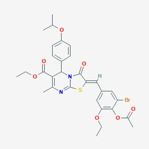 molecular formula C30H31BrN2O7S B314159 ethyl 2-[4-(acetyloxy)-3-bromo-5-ethoxybenzylidene]-5-(4-isopropoxyphenyl)-7-methyl-3-oxo-2,3-dihydro-5H-[1,3]thiazolo[3,2-a]pyrimidine-6-carboxylate 