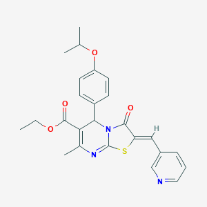 molecular formula C25H25N3O4S B314160 ethyl 5-(4-isopropoxyphenyl)-7-methyl-3-oxo-2-(3-pyridinylmethylene)-2,3-dihydro-5H-[1,3]thiazolo[3,2-a]pyrimidine-6-carboxylate 