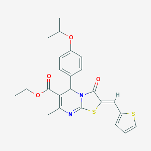 molecular formula C24H24N2O4S2 B314166 ethyl 5-(4-isopropoxyphenyl)-7-methyl-3-oxo-2-(2-thienylmethylene)-2,3-dihydro-5H-[1,3]thiazolo[3,2-a]pyrimidine-6-carboxylate 