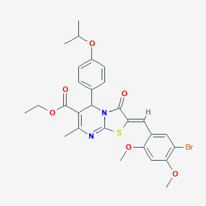 molecular formula C28H29BrN2O6S B314169 ethyl (2Z)-2-(5-bromo-2,4-dimethoxybenzylidene)-5-(4-isopropoxyphenyl)-7-methyl-3-oxo-2,3-dihydro-5H-[1,3]thiazolo[3,2-a]pyrimidine-6-carboxylate 