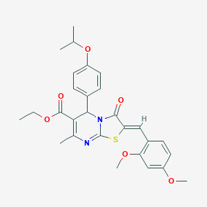 molecular formula C28H30N2O6S B314170 ethyl 2-(2,4-dimethoxybenzylidene)-5-(4-isopropoxyphenyl)-7-methyl-3-oxo-2,3-dihydro-5H-[1,3]thiazolo[3,2-a]pyrimidine-6-carboxylate 