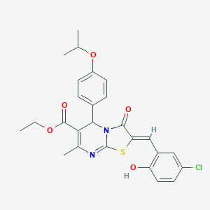 molecular formula C26H25ClN2O5S B314175 ethyl 2-(5-chloro-2-hydroxybenzylidene)-5-(4-isopropoxyphenyl)-7-methyl-3-oxo-2,3-dihydro-5H-[1,3]thiazolo[3,2-a]pyrimidine-6-carboxylate 