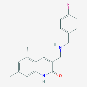 molecular formula C19H19FN2O B3141777 3-[(4-Fluoro-benzylamino)-methyl]-5,7-dimethyl-1H-quinolin-2-one CAS No. 484025-44-7