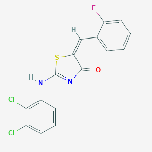 (5E)-2-(2,3-dichloroanilino)-5-[(2-fluorophenyl)methylidene]-1,3-thiazol-4-one
