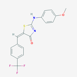 molecular formula C18H13F3N2O2S B314180 (5E)-2-(4-methoxyanilino)-5-[[4-(trifluoromethyl)phenyl]methylidene]-1,3-thiazol-4-one 
