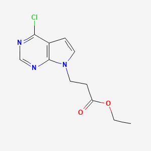 molecular formula C11H12ClN3O2 B3141827 3-(4-Chloro-pyrrolo[2,3-d]pyrimidin-7-yl)-propionic acid ethyl ester CAS No. 4863-57-4