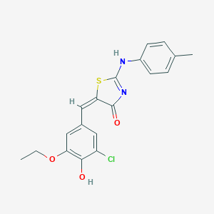 molecular formula C19H17ClN2O3S B314183 (5E)-5-[(3-chloro-5-ethoxy-4-hydroxyphenyl)methylidene]-2-(4-methylanilino)-1,3-thiazol-4-one 