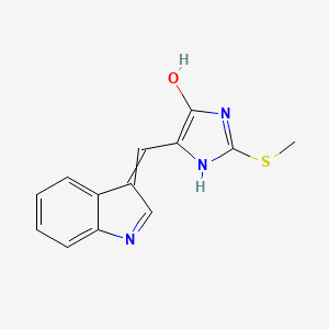 molecular formula C13H11N3OS B3141878 5-(1H-Indol-3-ylmethylene)-2-methylsulfanyl-3,5-dihydro-imidazol-4-one CAS No. 488829-32-9
