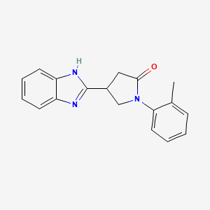molecular formula C18H17N3O B3141907 4-(1H-benzimidazol-2-yl)-1-(2-methylphenyl)pyrrolidin-2-one CAS No. 491874-24-9