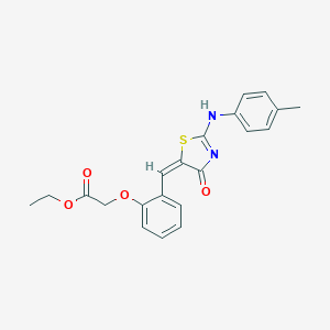 molecular formula C21H20N2O4S B314191 ethyl 2-[2-[(E)-[2-(4-methylanilino)-4-oxo-1,3-thiazol-5-ylidene]methyl]phenoxy]acetate 