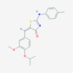 molecular formula C21H22N2O3S B314193 (5E)-5-[(3-methoxy-4-propan-2-yloxyphenyl)methylidene]-2-(4-methylanilino)-1,3-thiazol-4-one 