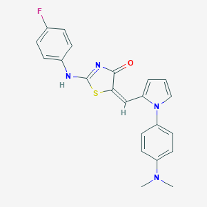 (5E)-5-[[1-[4-(dimethylamino)phenyl]pyrrol-2-yl]methylidene]-2-(4-fluoroanilino)-1,3-thiazol-4-one