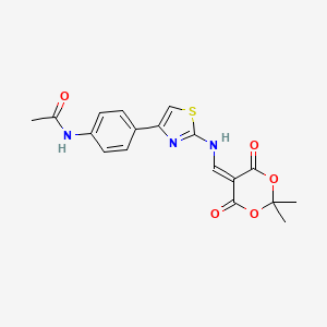 molecular formula C18H17N3O5S B3142037 N-[4-(2-{[(2,2-dimethyl-4,6-dioxo-1,3-dioxan-5-ylidene)methyl]amino}-1,3-thiazol-4-yl)phenyl]acetamide CAS No. 497060-17-0