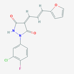 molecular formula C16H10ClFN2O3 B314204 1-(3-Chloro-4-fluorophenyl)-4-[3-(2-furyl)-2-propenylidene]-3,5-pyrazolidinedione 