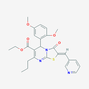 molecular formula C26H27N3O5S B314206 ethyl (2Z)-5-(2,5-dimethoxyphenyl)-3-oxo-7-propyl-2-(pyridin-3-ylmethylidene)-2,3-dihydro-5H-[1,3]thiazolo[3,2-a]pyrimidine-6-carboxylate 