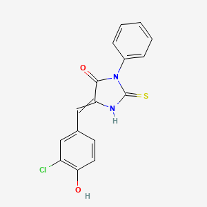 molecular formula C16H11ClN2O2S B3142097 5-[(3-氯-4-羟苯基)亚甲基]-3-苯基-2-硫代亚胺咪唑烷-4-酮 CAS No. 497835-71-9