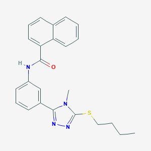 molecular formula C24H24N4OS B314213 N-{3-[5-(butylsulfanyl)-4-methyl-4H-1,2,4-triazol-3-yl]phenyl}-1-naphthamide 