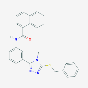 molecular formula C27H22N4OS B314215 N-{3-[5-(benzylsulfanyl)-4-methyl-4H-1,2,4-triazol-3-yl]phenyl}-1-naphthamide 