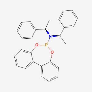 molecular formula C28H26NO2P B3142219 N N-Bis-[(R)-1-phenylethyl]dibenzo[D F][ CAS No. 500103-26-4