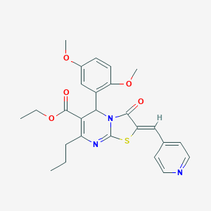 molecular formula C26H27N3O5S B314239 ethyl 5-(2,5-dimethoxyphenyl)-3-oxo-7-propyl-2-(4-pyridinylmethylene)-2,3-dihydro-5H-[1,3]thiazolo[3,2-a]pyrimidine-6-carboxylate 