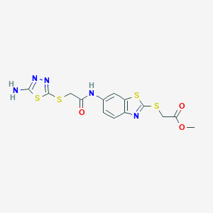 Methyl {[6-({[(5-amino-1,3,4-thiadiazol-2-yl)sulfanyl]acetyl}amino)-1,3-benzothiazol-2-yl]sulfanyl}acetate