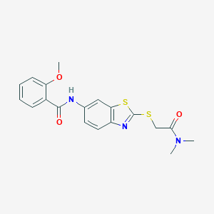 molecular formula C19H19N3O3S2 B314262 N-(2-{[2-(dimethylamino)-2-oxoethyl]sulfanyl}-1,3-benzothiazol-6-yl)-2-methoxybenzamide 
