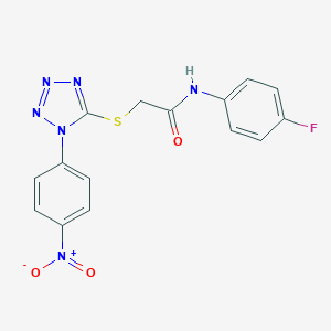 molecular formula C15H11FN6O3S B314263 N-(4-fluorophenyl)-2-{[1-(4-nitrophenyl)-1H-tetrazol-5-yl]sulfanyl}acetamide 