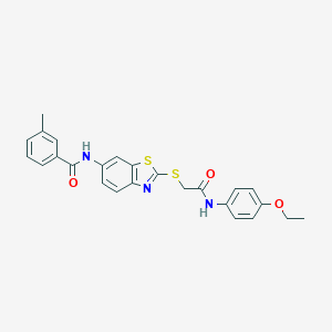 molecular formula C25H23N3O3S2 B314268 N-(2-{[2-(4-ethoxyanilino)-2-oxoethyl]sulfanyl}-1,3-benzothiazol-6-yl)-3-methylbenzamide 