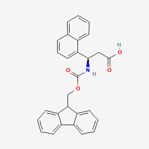 molecular formula C28H23NO4 B3142719 (R)-3-((((9H-Fluoren-9-yl)methoxy)carbonyl)amino)-3-(naphthalen-1-yl)propanoic acid CAS No. 511272-47-2