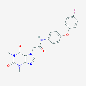 molecular formula C21H18FN5O4 B314282 2-(1,3-dimethyl-2,6-dioxo-1,2,3,6-tetrahydro-7H-purin-7-yl)-N-[4-(4-fluorophenoxy)phenyl]acetamide 